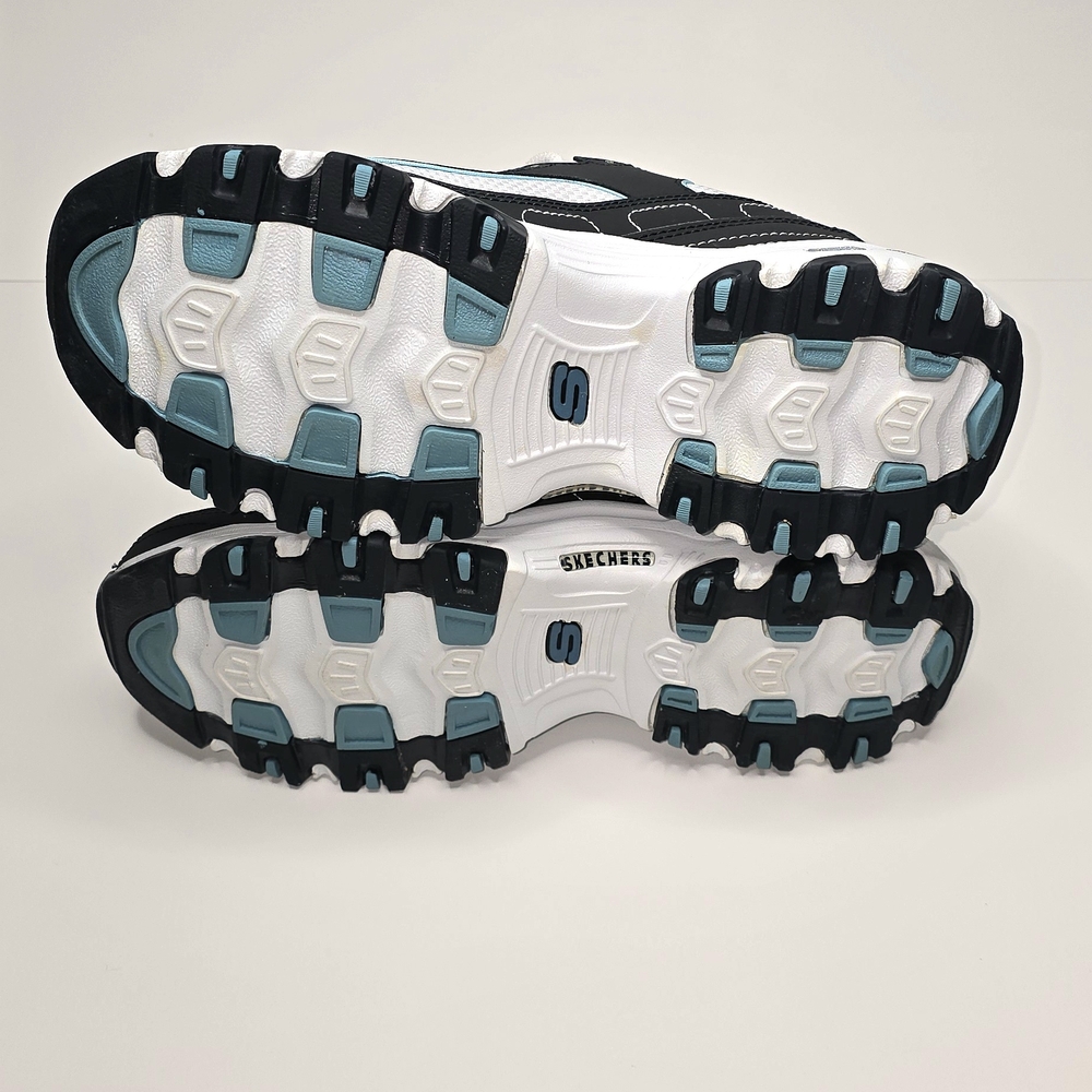 Skechers D'Lites Black White and Light Blue Women's Sneakers - Picture 4 of 6